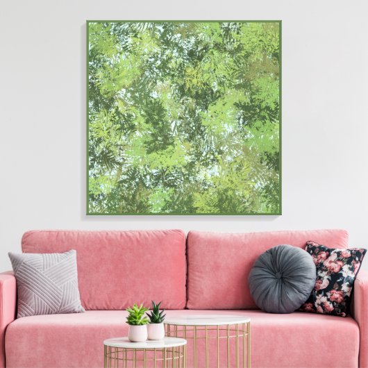 Green Leaf Trees With Blue Sky Peaking Through Art キャンバスプリント (インサイチュ (リビング))