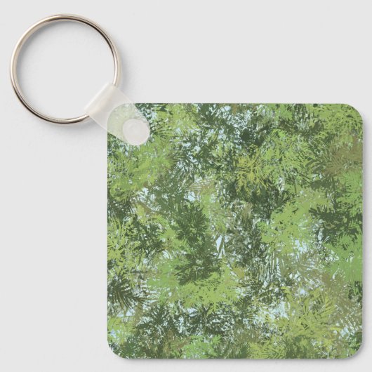 Green Leaf Trees With Blue Sky Peaking Through Art キーホルダー (正面)