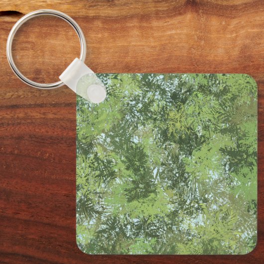 Green Leaf Trees With Blue Sky Peaking Through Art キーホルダー (正面)