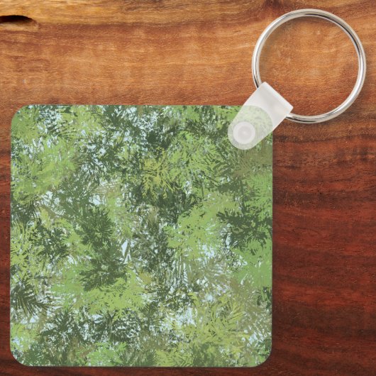 Green Leaf Trees With Blue Sky Peaking Through Art キーホルダー (裏面)