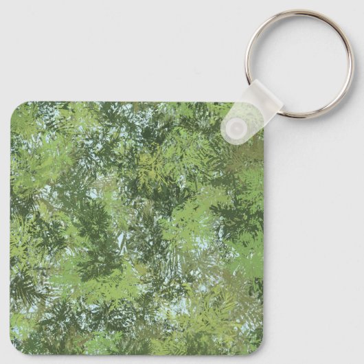 Green Leaf Trees With Blue Sky Peaking Through Art キーホルダー (裏面)