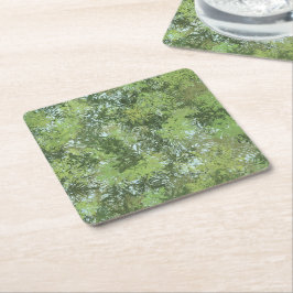 Green Leaf Trees With Blue Sky Peaking Through Art スクエアペーパーコースター