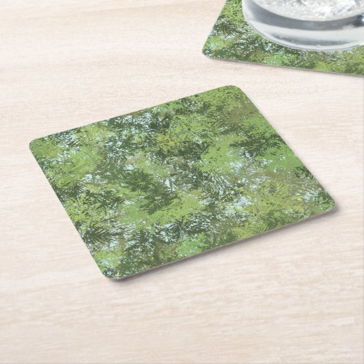 Green Leaf Trees With Blue Sky Peaking Through Art スクエアペーパーコースター (アングル)