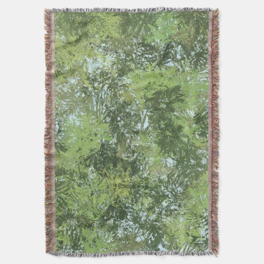 Green Leaf Trees With Blue Sky Peaking Through Art スローブランケット (正面縦)