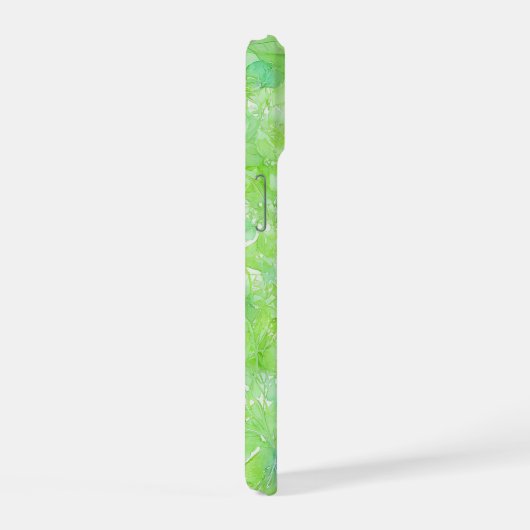 Green Leaf Watercolor Phone Case iPhone 15ケース (右側面)