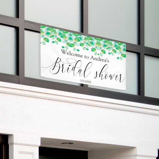 Green Leafy Bridal Shower Banner 横断幕 (ビルの外側)