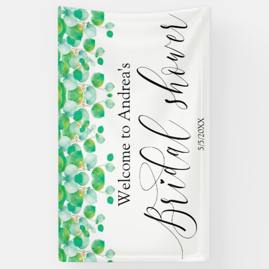 Green Leafy Bridal Shower Banner 横断幕 (縦)