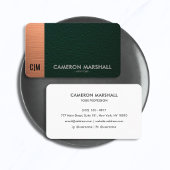 Green Leather and Copper Monogram with White Back 名刺