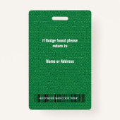 Green Leather & Employee Photo & Logo, Bar code バッジ (裏面)