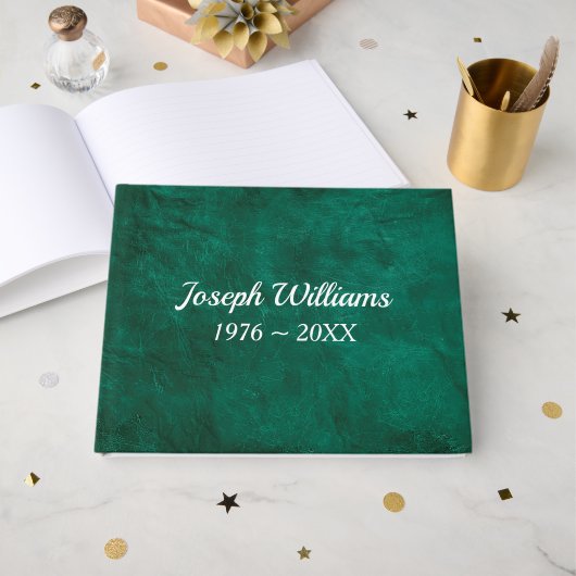 Green Leather For Memorial Service ゲストブック (正面見開き)