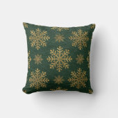 Green Leather Tooled with Gold Snowflakes クッション (正面)