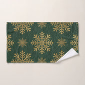 Green Leather Tooled with Gold Snowflakes Initials バスタオルセット (ハンドタオル)