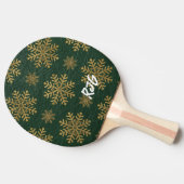 Green Leather Tooled with Gold Snowflakes Initials 卓球ラケット (横)