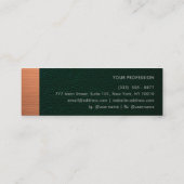 Green Leather with Metallic Copper Accent Monogram スキニー名刺 (裏面)
