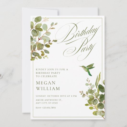 Green leaves birthday 招待状 (正面)