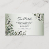 Green Leaves Black Olive Elegant Wedding Detail エンクロージャーカード (正面)