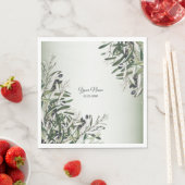 Green Leaves Black Olive Elegant Wedding Party スタンダードランチョンナプキン (インサイチュ)