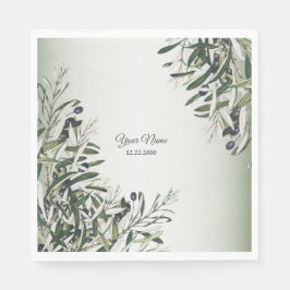 Green Leaves Black Olive Elegant Wedding Party スタンダードランチョンナプキン