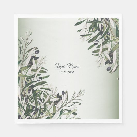 Green Leaves Black Olive Elegant Wedding Party スタンダードランチョンナプキン (正面)