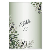 Green Leaves Black Olive Elegant Wedding Party テーブルナンバー (裏面)
