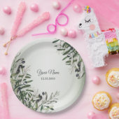 Green Leaves Black Olive Elegant Wedding Party ペーパープレート (パーティー)