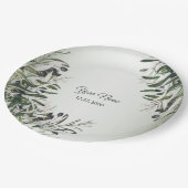 Green Leaves Black Olive Elegant Wedding Party ペーパープレート (アングル)