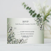 Green Leaves Black Olive Elegant Wedding Party 出欠カード (スタンド正面)