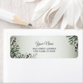 Green Leaves Black Olive Wedding Return Address ラベル (インサイチュ)