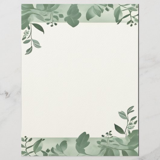 Green Leaves Border Stationery レターヘッド (正面)
