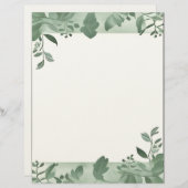 Green Leaves Border Stationery レターヘッド (正面/裏面)