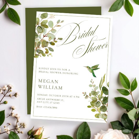 Green leaves bridal shower 招待状