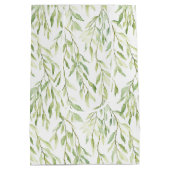 Green Leaves Chic Birthday ミディアムペーパーバッグ (裏面)