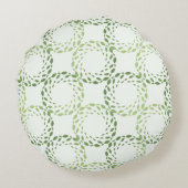 Green Leaves Circular Pattern Design Round Pillow ラウンドクッション (裏面)