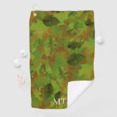Green Leaves Custom Monogram or Name Camo ゴルフタオル (インサイチュ)
