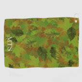 Green Leaves Custom Monogram or Name Camo ゴルフタオル (横)