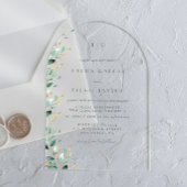Green Leaves Elegant Monogram Wedding アクリル招待状
