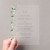 Green Leaves Elegant Monogram Wedding アクリル招待状 (インサイチュ (ポータブル))