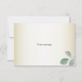 Green Leaves Flower Golden Frame Modern Wedding サンキューカード (裏面)