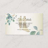 Green Leaves Flower Golden Frame Wedding Detail エンクロージャーカード (正面)