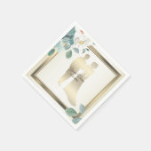 Green Leaves Flower Golden Frame Wedding Party スタンダードカクテルナプキン (角)