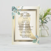 Green Leaves Flower Golden Rehearsal Dinner Party 招待状 (スタンド正面)