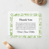 Green Leaves Funeral Note Card Flat Bereavement ノートカード (正面/裏面インサイチュ)