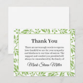Green Leaves Funeral Note Card Flat Bereavement ノートカード (正面/裏面)