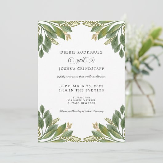 Green Leaves Greenery Wedding Invitation 招待状 (スタンド正面)