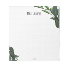 Green Leaves Minimalist Teacher Notepad ノートパッド
