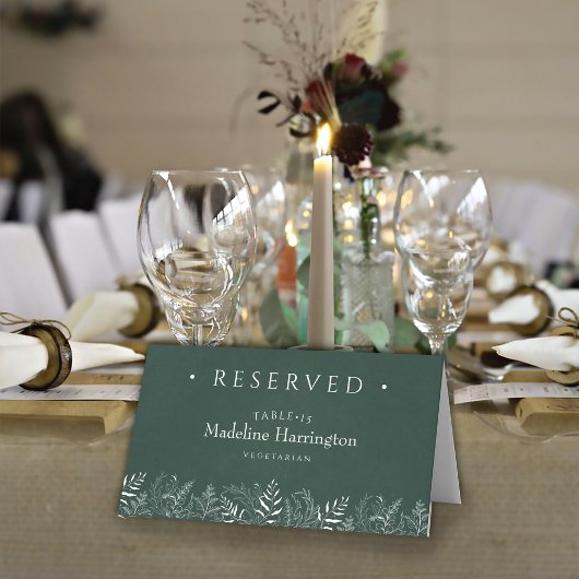 Green  Leaves Nature Inspired Wedding Place Card プレイスカード