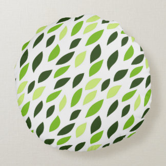 'Green Leaves' Pattern Pillow ラウンドクッション