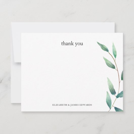 Green Leaves Thank You Couple Personalized ノートカード (正面)