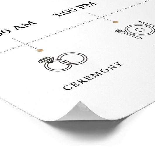 Green Leaves Wedding Welcome & Timeline Poster ポスター (角)