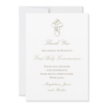 green leaves white cross thank you card